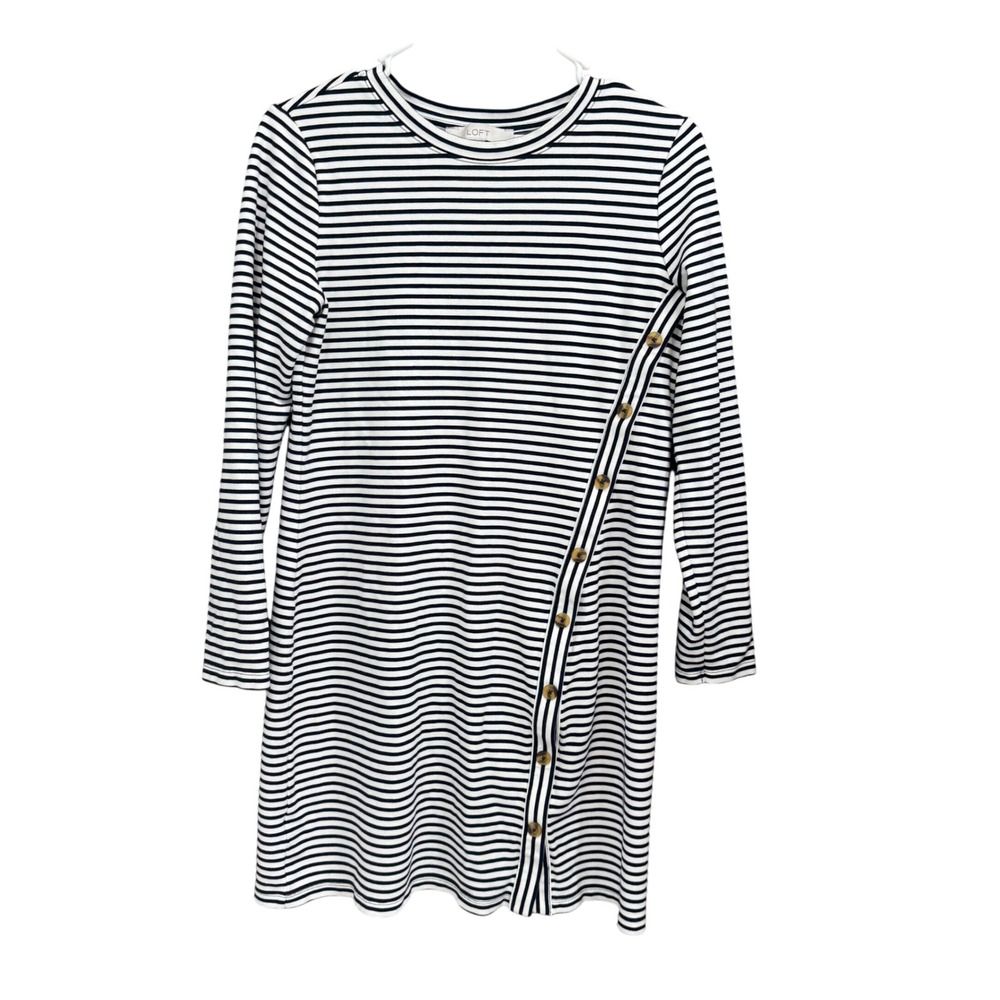 LOFT Women's Dress Striped Long Sleeve‎ Casual Button Detail Size S